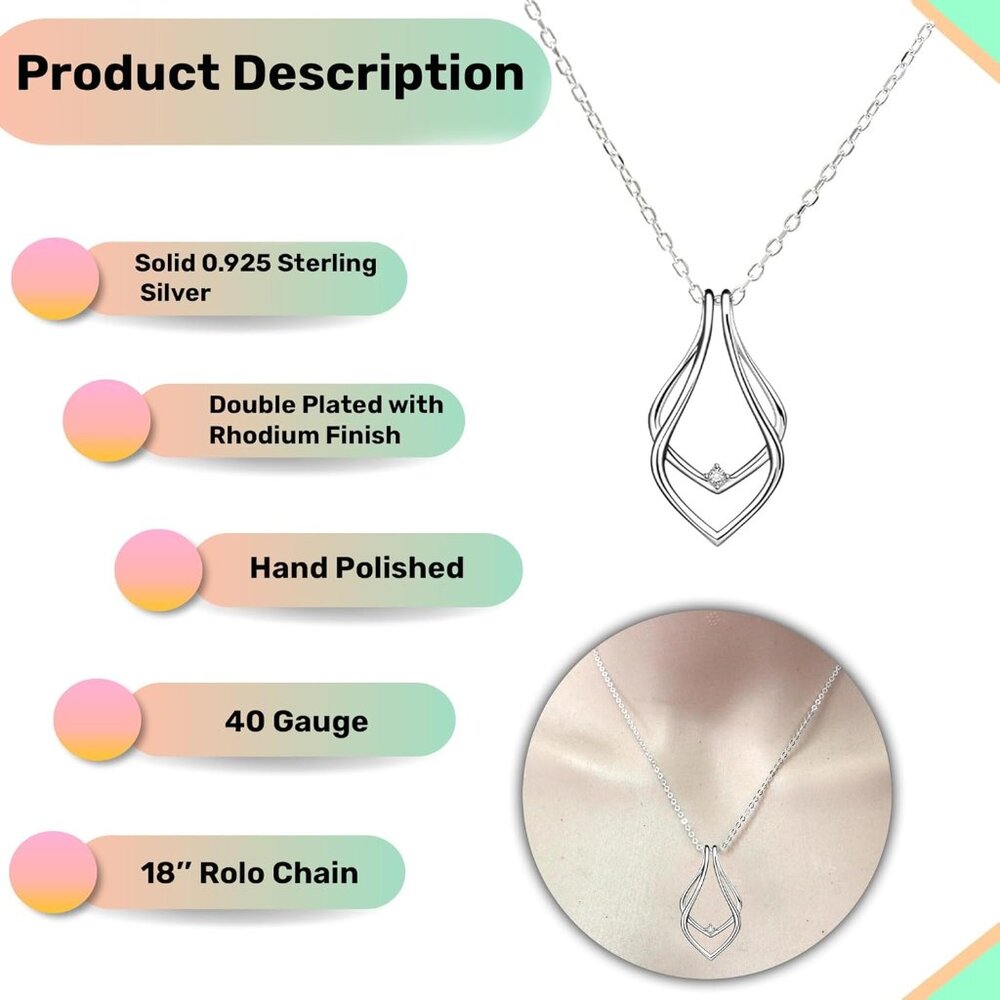 Silver Heart Shape Modern Ring Holder Necklace Fo… - image 5